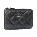 Chanel Trifold Wallet Zippy Caviar Leather Black