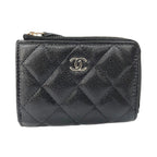 Chanel Trifold Wallet Zippy Caviar Leather Black