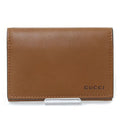 Gucci GG Emblem Card Case Business Holder Mini Wallet Smooth Leather Brown