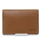 Gucci GG Emblem Card Case Business Holder Mini Wallet Smooth Leather Brown
