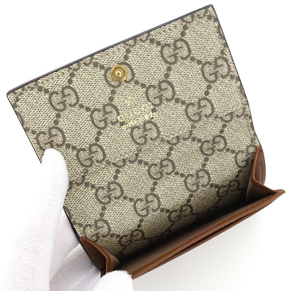 Gucci GG Emblem Card Case Business Holder Mini Wallet Smooth Leather Brown — view 5