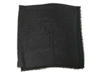 Louis Vuitton Shawl Monogram Black Silk 60% Wool Scarf