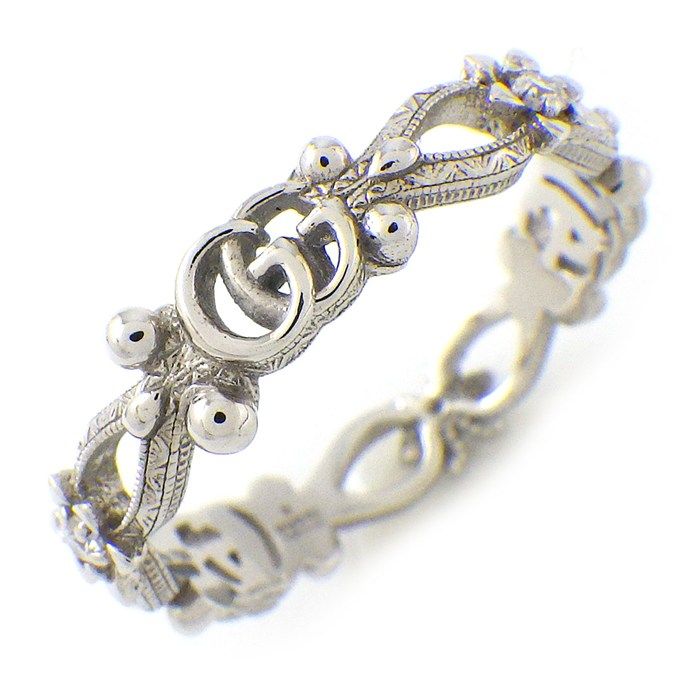 Gucci Ring Flora Double Flower Diamond 18k White Gold