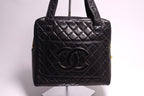 Chanel Quilted Jumbo CC Logo Leather Handbag — view 2