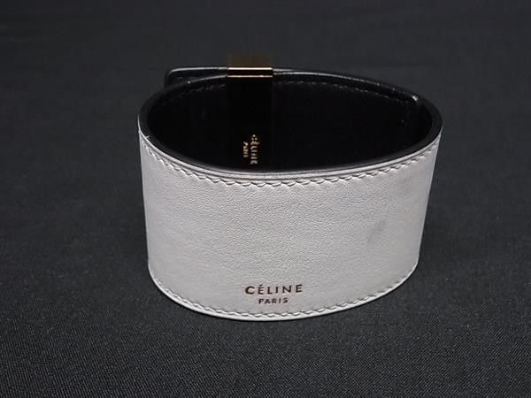 Celine Bracelet White Leather Gold — view 2