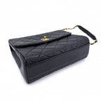 Chanel Shoulder Bag Quilted Chain Square Crossbody CC Logo Turnlock Caviar — view 3