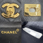 Chanel Shoulder Bag Quilted Chain Square Crossbody CC Logo Turnlock Caviar — view 5