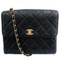 Chanel Shoulder Bag Quilted Chain Square Crossbody CC Logo Turnlock Caviar