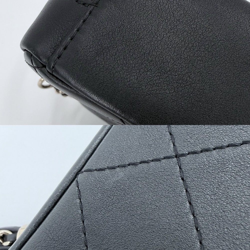 Chanel Shoulder Bag Pochette CC Logo 2-Way Crossbody Quilted Leather Black Gold — view 8