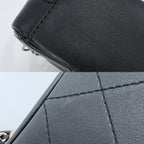 Chanel Shoulder Bag Pochette CC Logo 2-Way Crossbody Quilted Leather Black Gold — view 8
