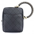 Chanel Shoulder Bag Pochette CC Logo 2-Way Crossbody Quilted Leather Black Gold — view 2
