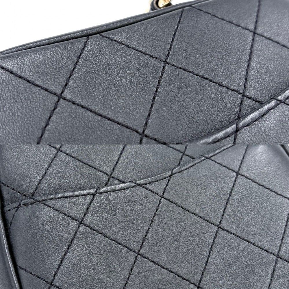 Chanel Shoulder Bag Pochette CC Logo 2-Way Crossbody Quilted Leather Black Gold — view 7