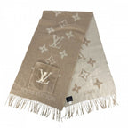 Louis Vuitton Scarf Monogram Cordray Cavic Cashmere Mink Beige Ivory Winter — view 2