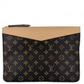 Louis Vuitton Clutch Daily Pouch Second Monogram Canvas Brown Gold