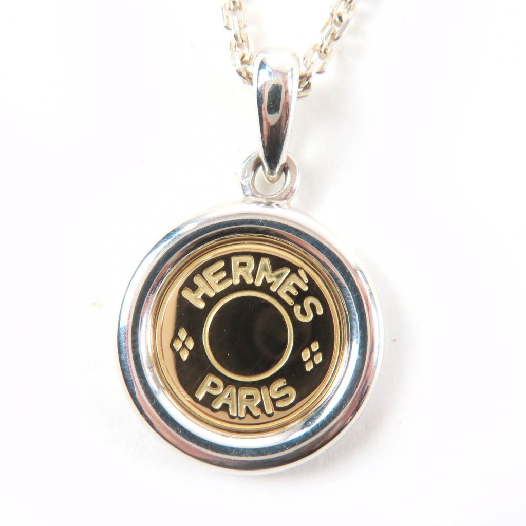 Hermes 750 Series Necklace Pendant Silver Yellow Gold