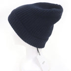 Celine Cashmere Logo Embroidery Beanie Knit Cap Navy Hat — view 2