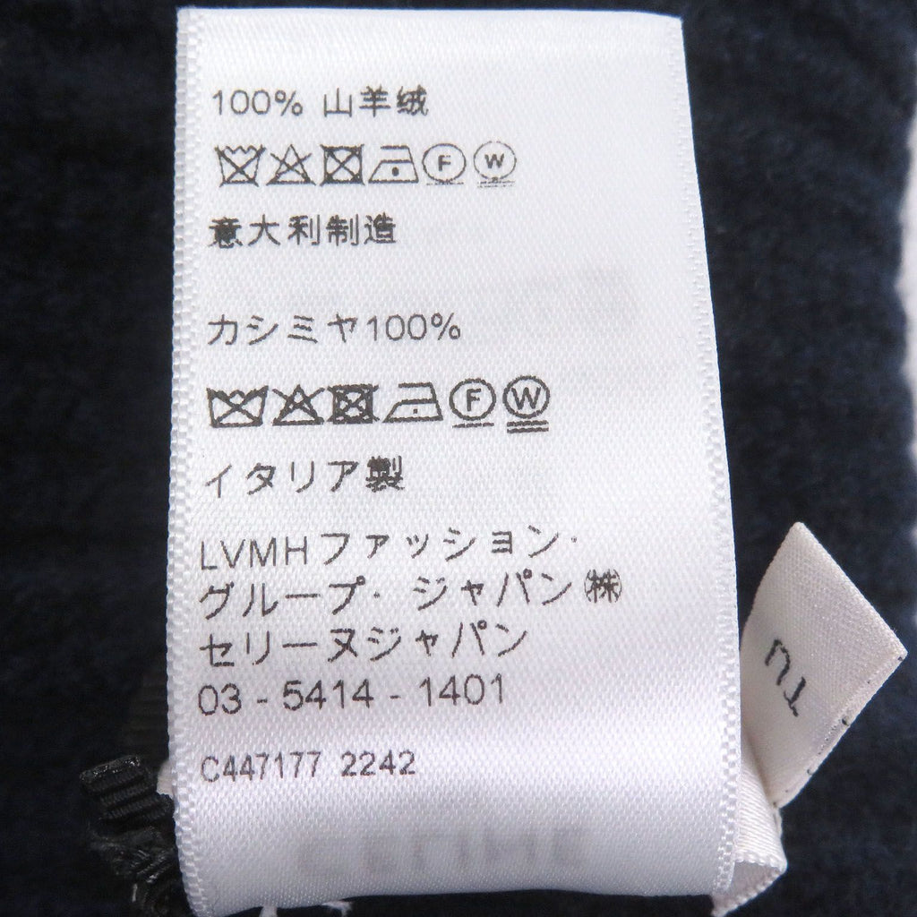 Celine Cashmere Logo Embroidery Beanie Knit Cap Navy Hat — view 8