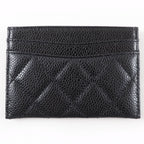 Chanel Caviar Leather CC Logo Quilted Card Case Black Gold — view 3