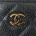 Chanel Caviar Leather CC Logo Quilted Card Case Black Gold — view 7
