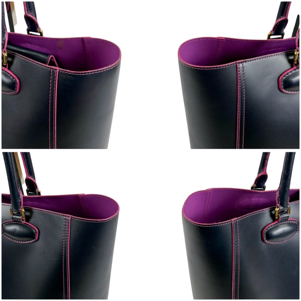 Loewe Tote Anagram Logo Dark Navy Black Pink Leather — view 5
