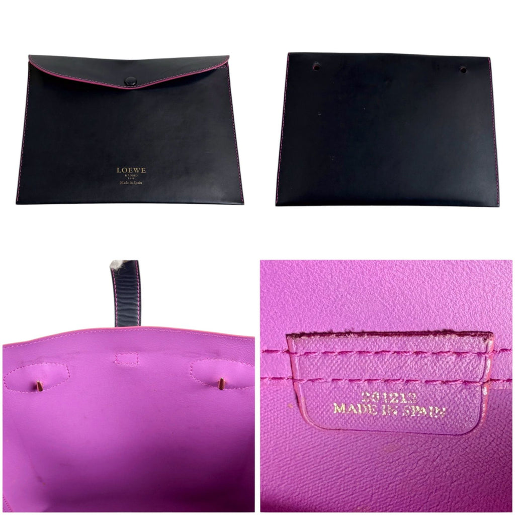 Loewe Tote Anagram Logo Dark Navy Black Pink Leather — view 9