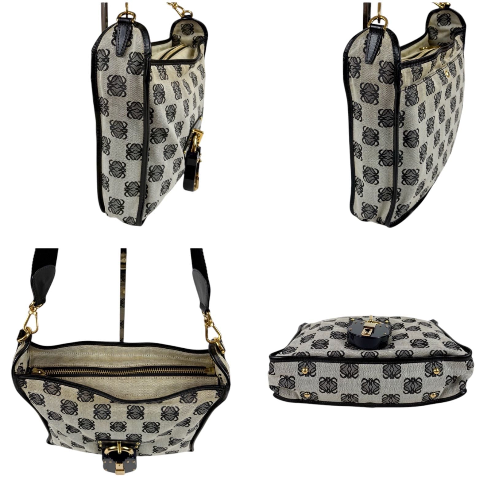 Loewe Bolso Repeat Anagram Logo Shoulder Bag Cross Navy — view 5
