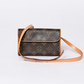 Louis Vuitton Waist Shoulder Bag Monogram Pochette Florentine Brown