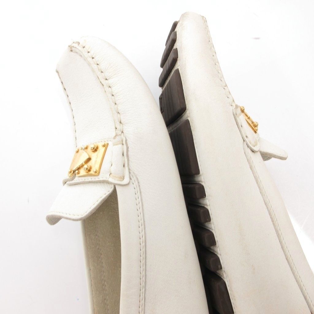Louis Vuitton Loafers Moccasins Flat Shoes Leather Driving 34.5 White — view 8