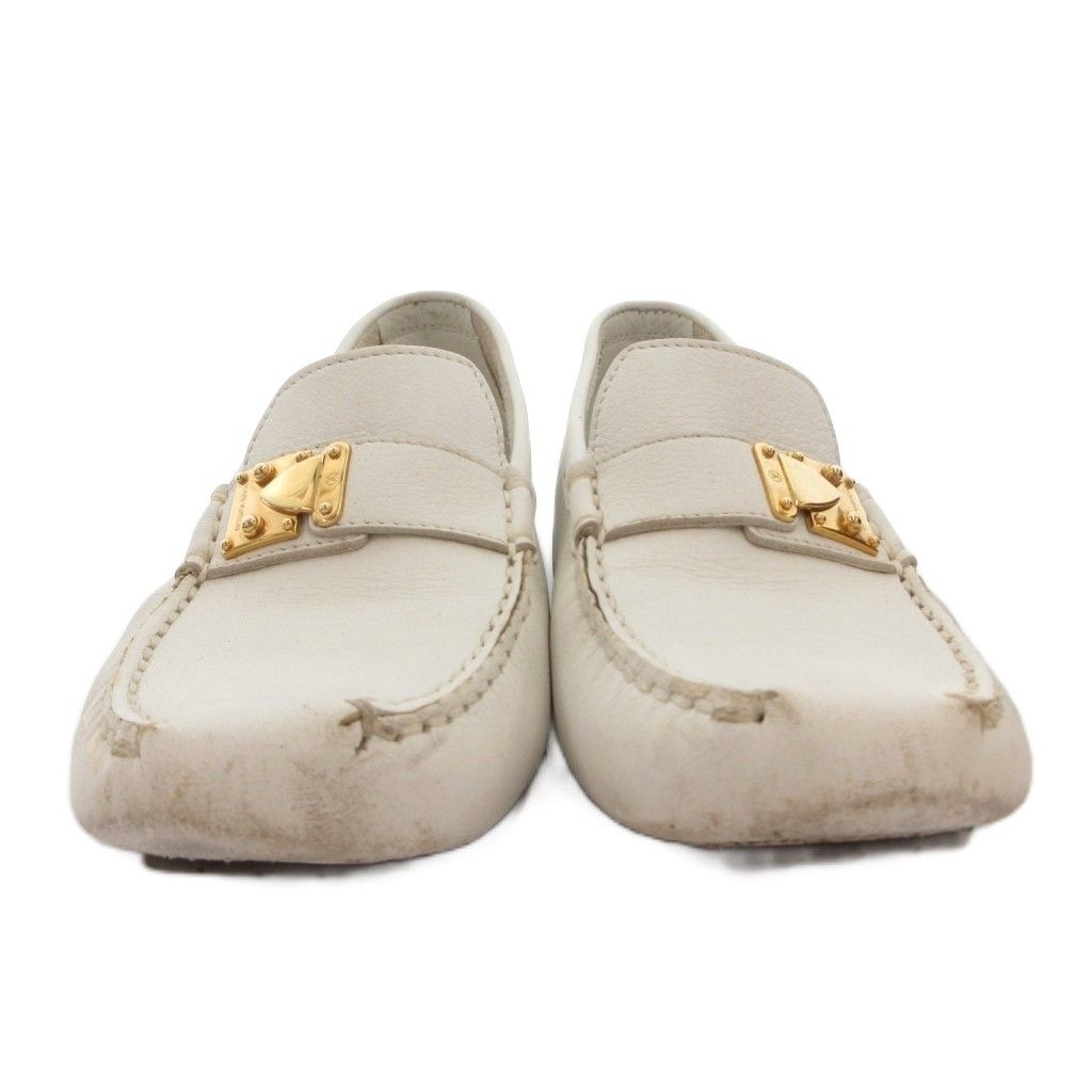 Louis Vuitton Loafers Moccasins Flat Shoes Leather Driving 34.5 White — view 4