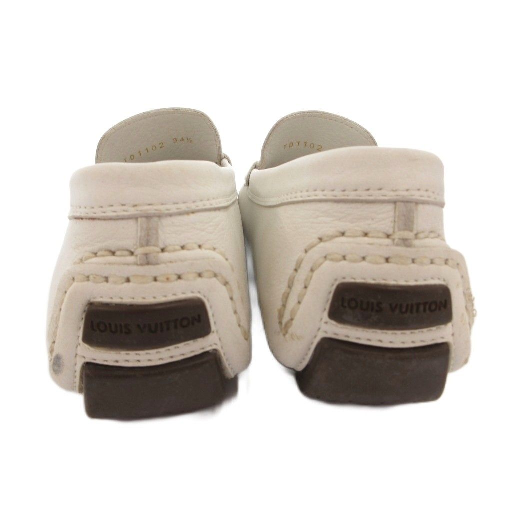Louis Vuitton Loafers Moccasins Flat Shoes Leather Driving 34.5 White — view 5