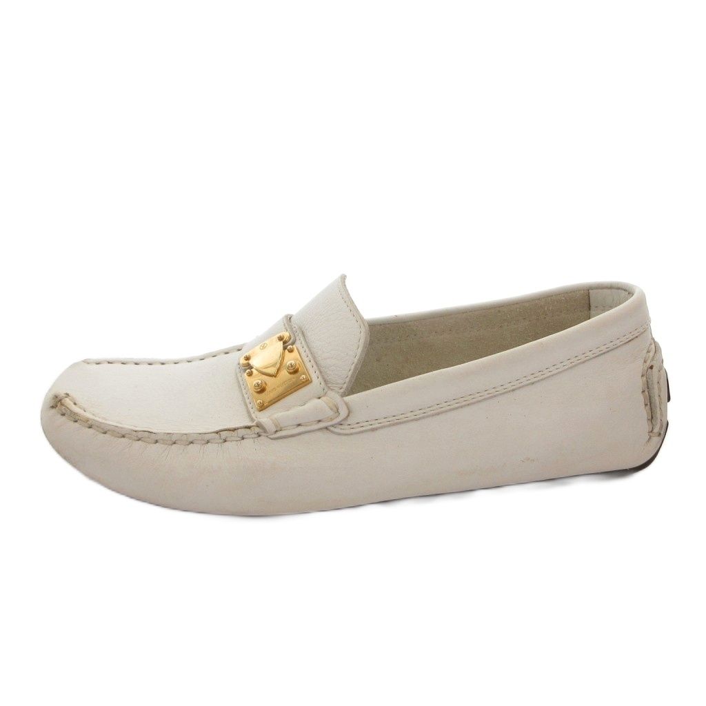 Louis Vuitton Loafers Moccasins Flat Shoes Leather Driving 34.5 White — view 2