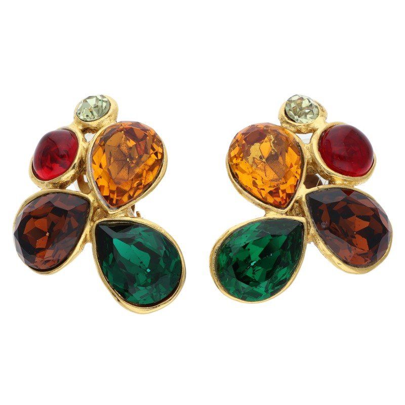 Chanel Gripoix Color Stone Earrings