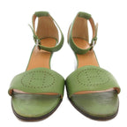 Hermes Sandals Wedge Sole Logo Strap Leather 36 Green — view 3