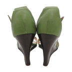 Hermes Sandals Wedge Sole Logo Strap Leather 36 Green — view 4