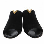 Louis Vuitton Sandals Suede Chanki Heels Gold Open Toe 37 Black — view 4
