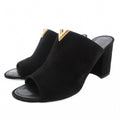 Louis Vuitton Sandals Suede Chanki Heels Gold Open Toe 37 Black