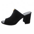 Louis Vuitton Sandals Suede Chanki Heels Gold Open Toe 37 Black — view 2