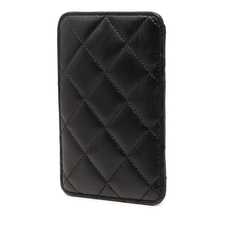 Chanel CC Logo Quilted Set Era Pass Case Black Lambskin Shoulder Bag — view 2