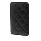 Chanel CC Logo Quilted Set Era Pass Case Black Lambskin Shoulder Bag — view 2