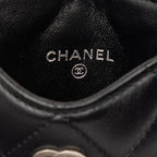 Chanel CC Logo Quilted Set Era Pass Case Black Lambskin Shoulder Bag — view 4