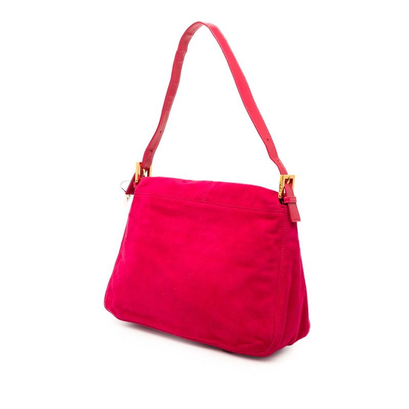 Fendi Mamma Bucket Logo Shoulder Bag Pink Suede Leather — view 2