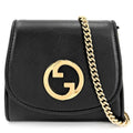 Gucci Chain Wallet Blanc Di Shoulder Bag Pochette Crossbody GG Leather Black
