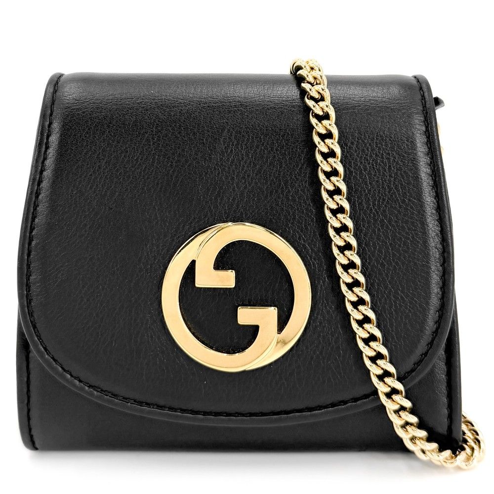 Gucci Chain Wallet Blanc Di Shoulder Bag Pochette Crossbody GG Leather Black