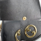 Gucci Chain Wallet Blanc Di Shoulder Bag Pochette Crossbody GG Leather Black — view 6