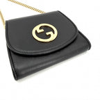 Gucci Chain Wallet Blanc Di Shoulder Bag Pochette Crossbody GG Leather Black — view 3