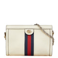 Gucci Ophidia Sherry Line Chain Crossbody Shoulder Bag White Ivory Leather