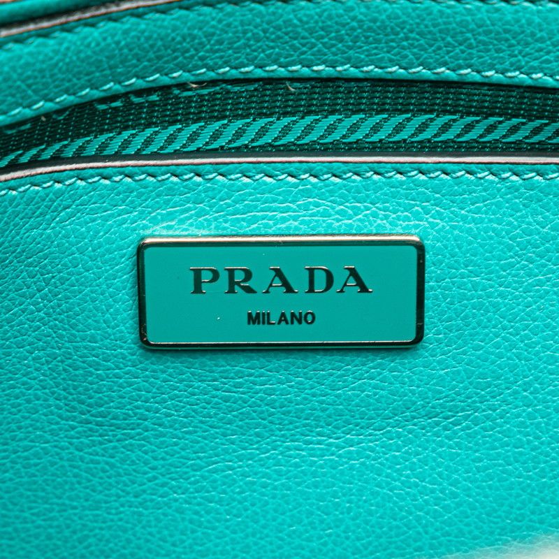 Prada Handbag Shoulder Back 2-Way Turquoise Blue Leather Suede — view 8