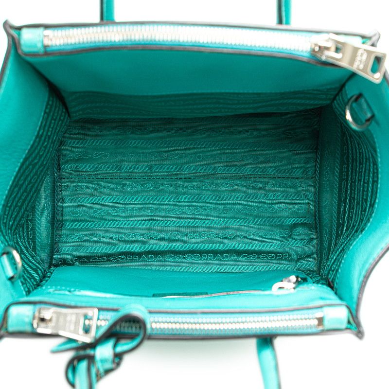Prada Handbag Shoulder Back 2-Way Turquoise Blue Leather Suede — view 7