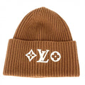 Louis Vuitton Knit Cap Bi Ni LV Head Line Cap Hat S Wool Brown