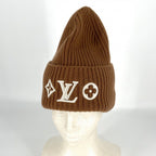 Louis Vuitton Knit Cap Bi Ni LV Head Line Cap Hat S Wool Brown — view 3